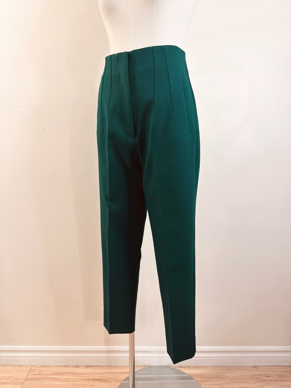 💚 Zara Emerald Green High-Waisted Tailored Pants
